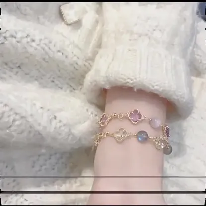Picture of Amethyst Moonstone Four Leaf Clover Bracelet